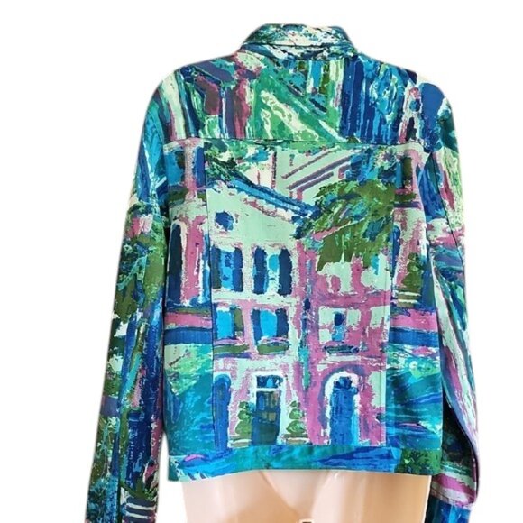 Orientique Naturally Australian Colorful Abstract Print Jacket Cotton stretch - Picture 4 of 13